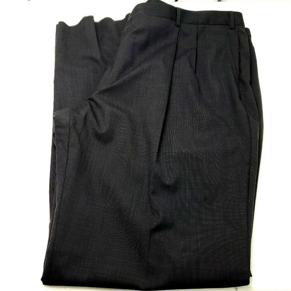 Pronto Uomo Wool Dress Pants 49/37 Gray Birdseye High‎ Rise Pleated